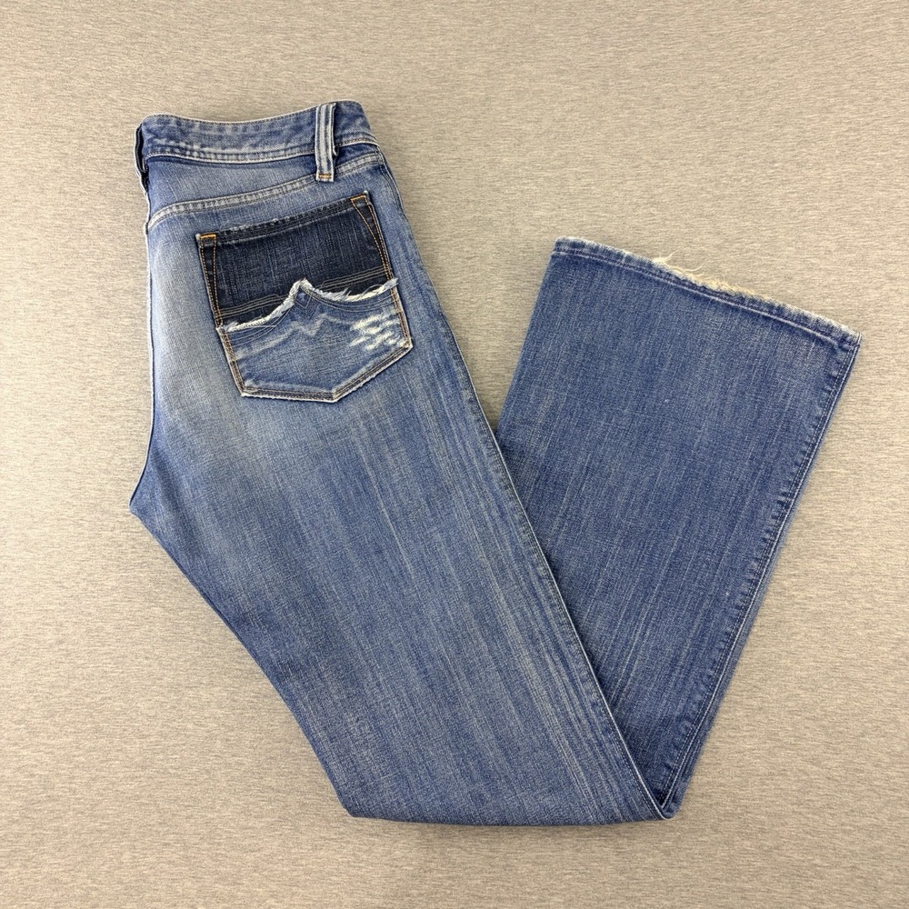 Diesel ZAF Men's Blue Bootcut Flare Jeans W32 L34 Button Fly Vintage Y2K